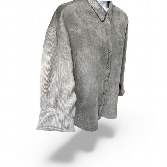 NINE. EIGHT NEW YORK Women's Silverado Sage Long Sleeve Corduroy button Up Tunic - Picture 6 of 16